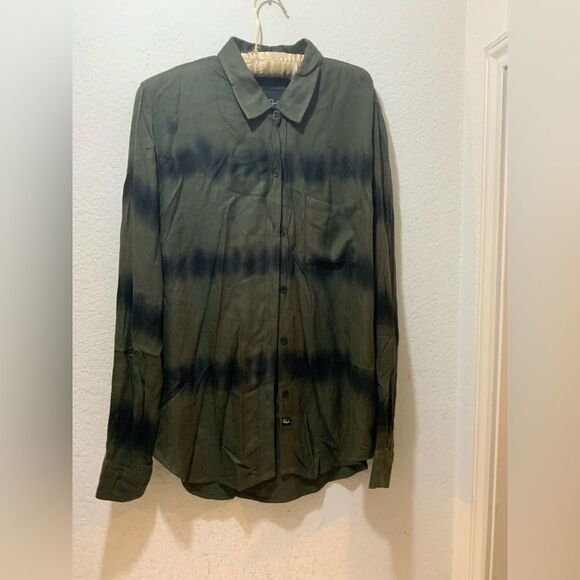 Rails Hunter Shirt Green Olive Black Waves Button Down Long Sleeve size M - Picture 4 of 9